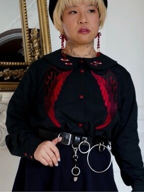 RARE- Sold out- Meycoco Studio Selection Demon Shirt Peter Pan Collar - XL
